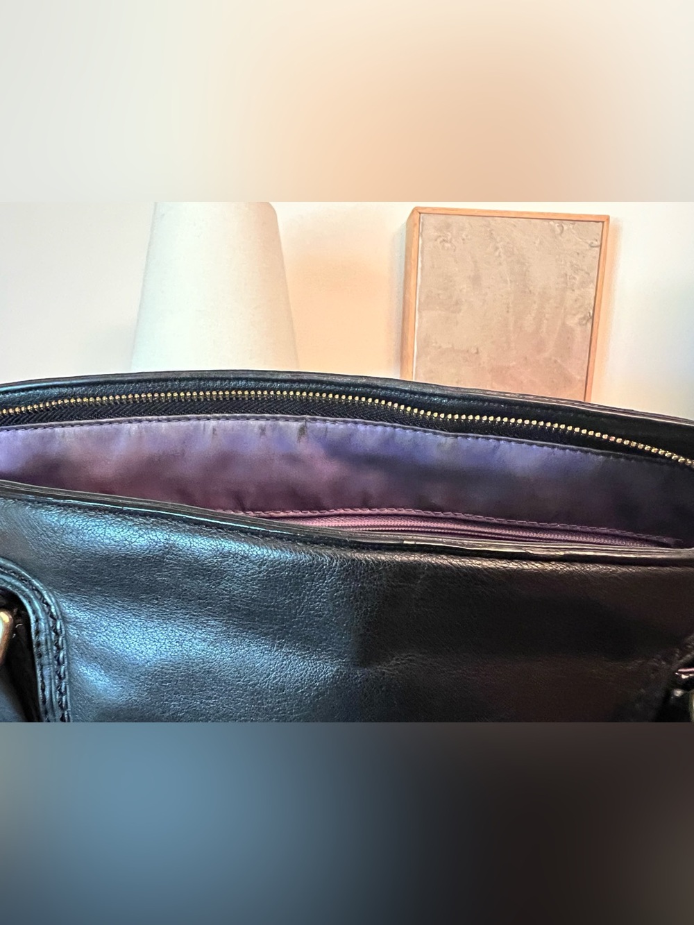 Coach Black Smooth Leather Double Handled Bag Purse - Picture 8 of 9